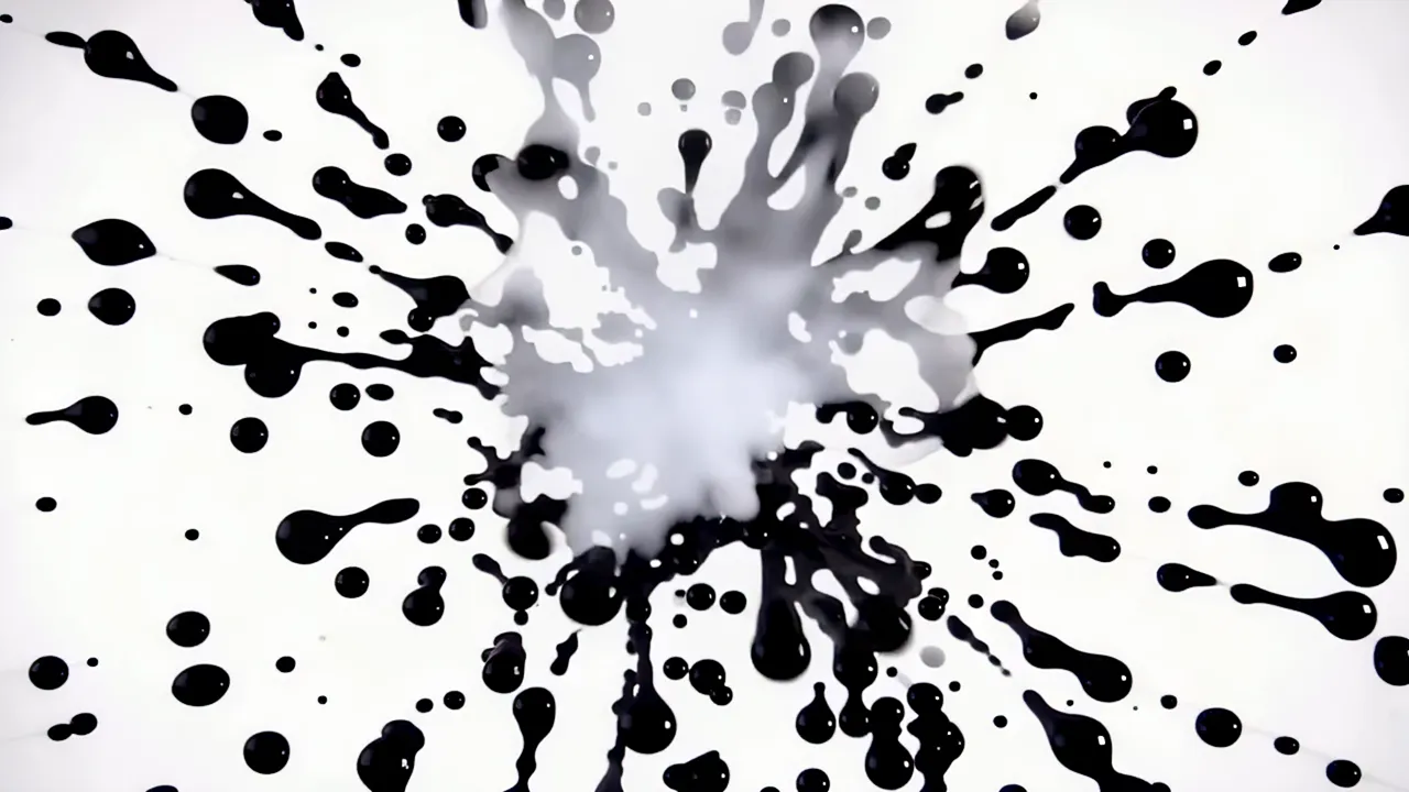 Black Ink Spreading Downward Covering Frame