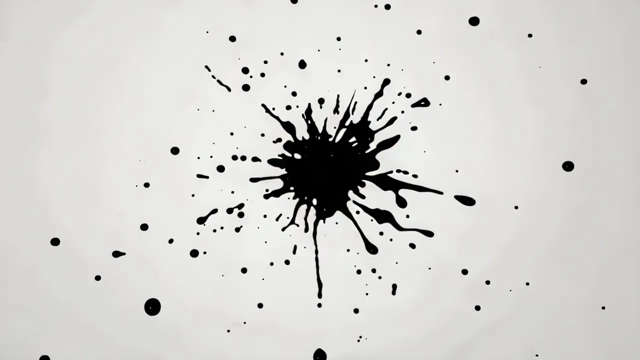 Black Ink Spreading in Symmetrical Pattern