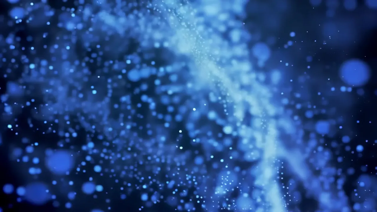 Blue Abstract Flowing Particles with Soft Glow