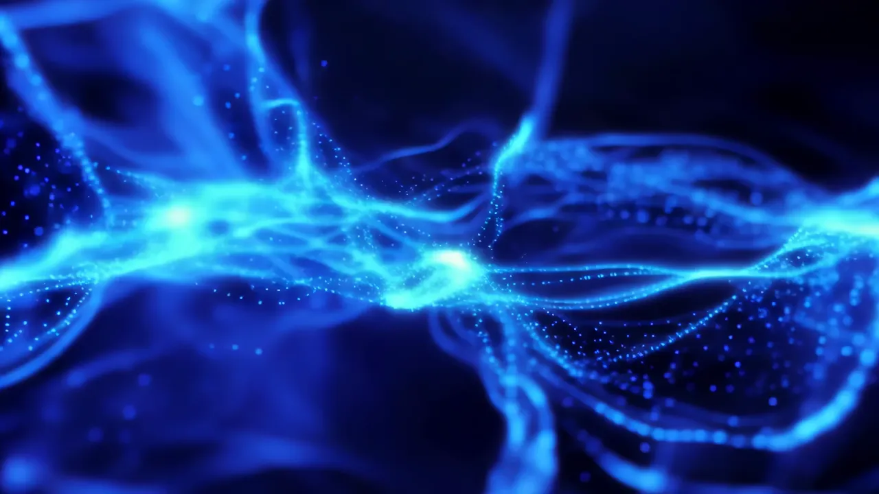 Blue Digital Flowing Energy Background with Soft Glow