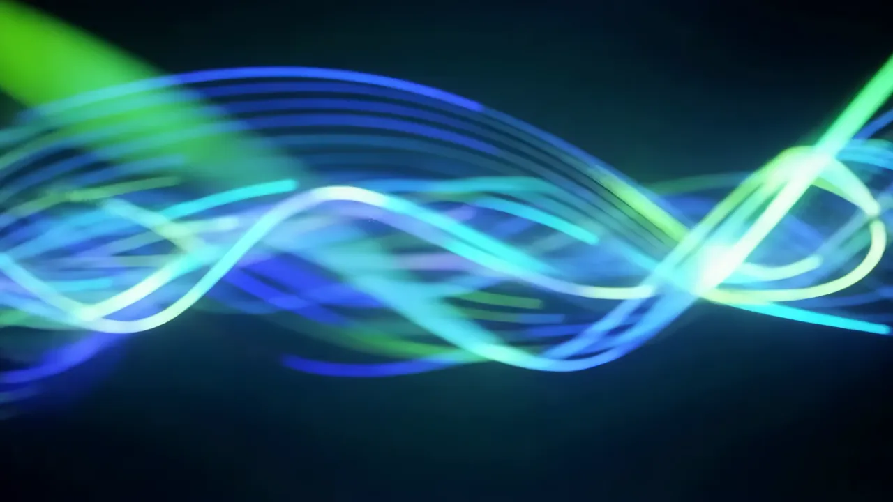 Blue Digital Pulsing Light Trails Abstract Background