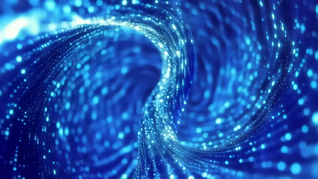Blue Futuristic Swirling Background with Shimmering Lights