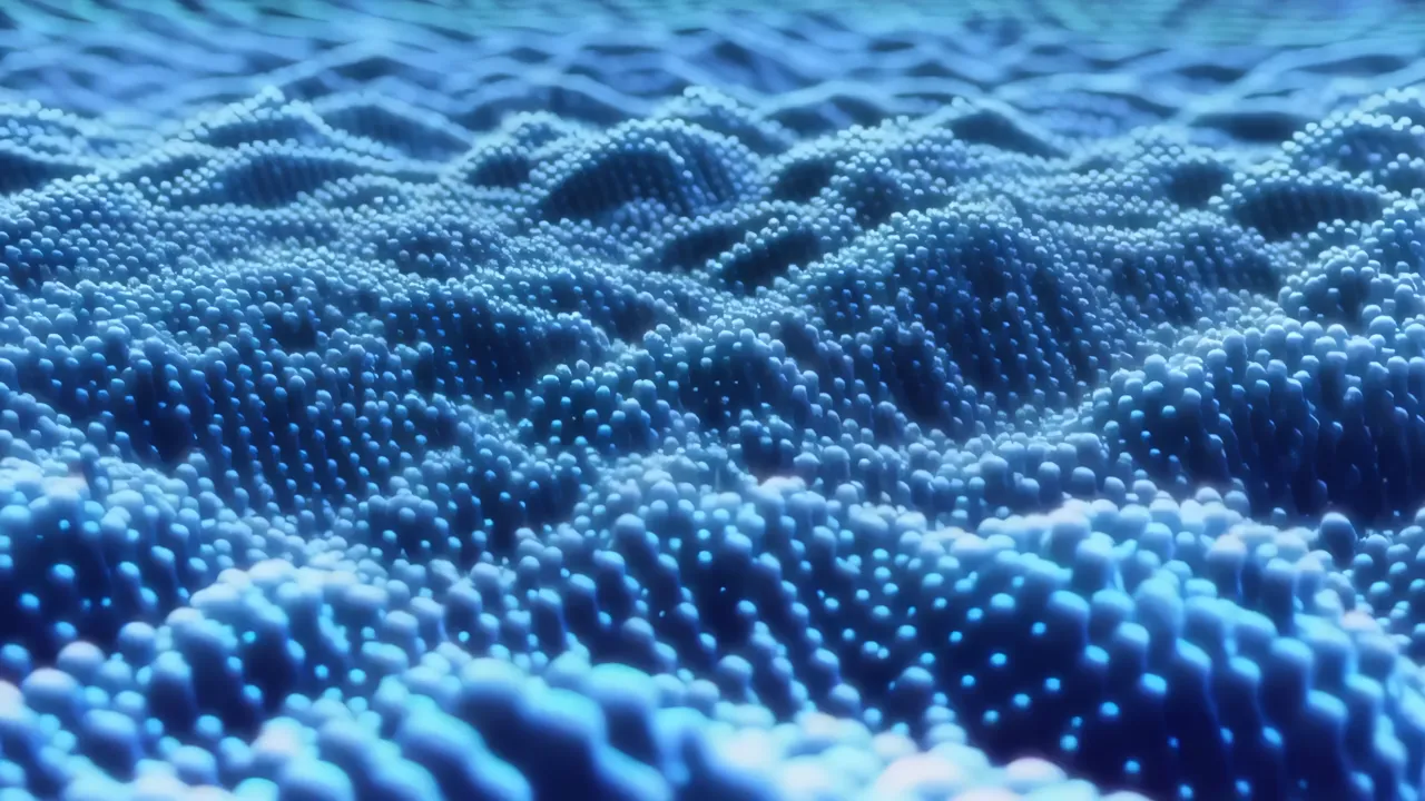 Blue Futuristic Wave-Like Particles Background