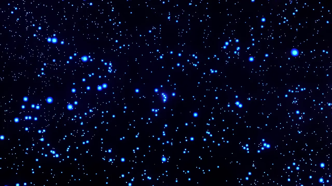 Blue Light Particles Drifting in Dark Background