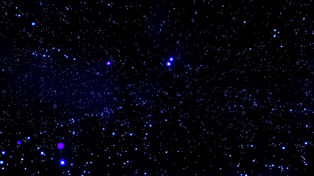 Blue Light Particles Drifting Through Dark Space