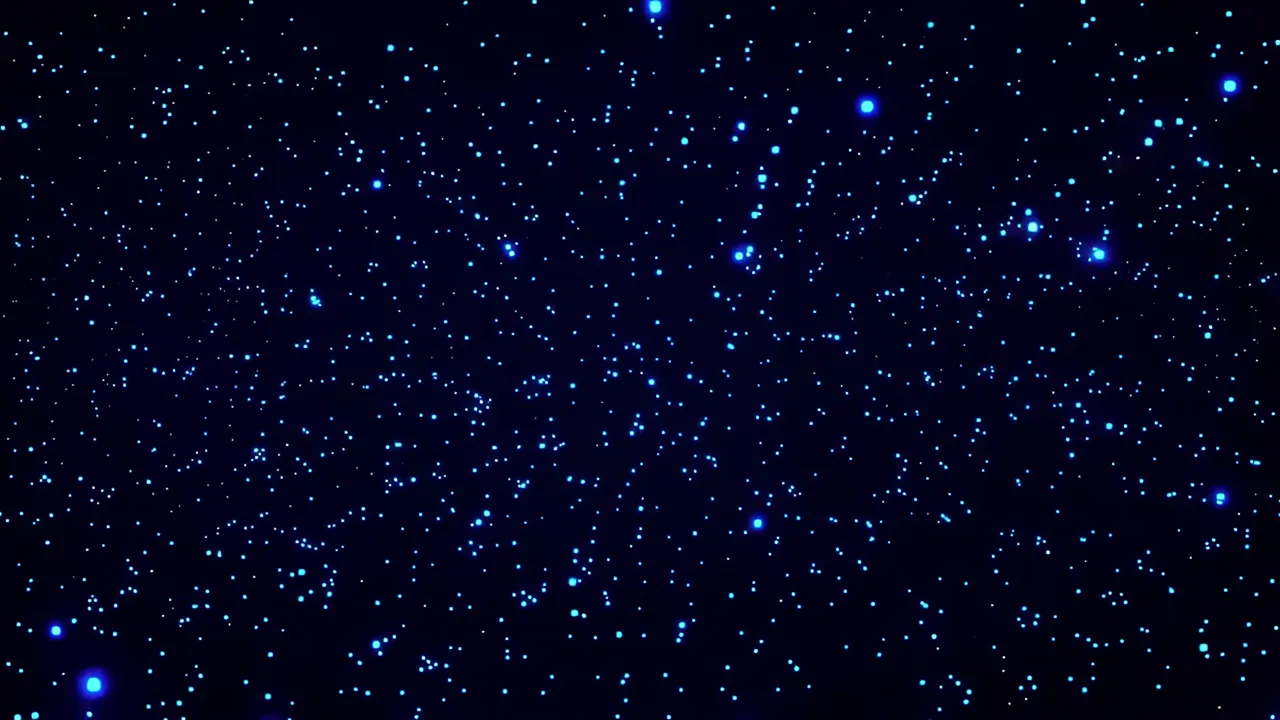 Blue Light Particles Drifting Through Dark Space
