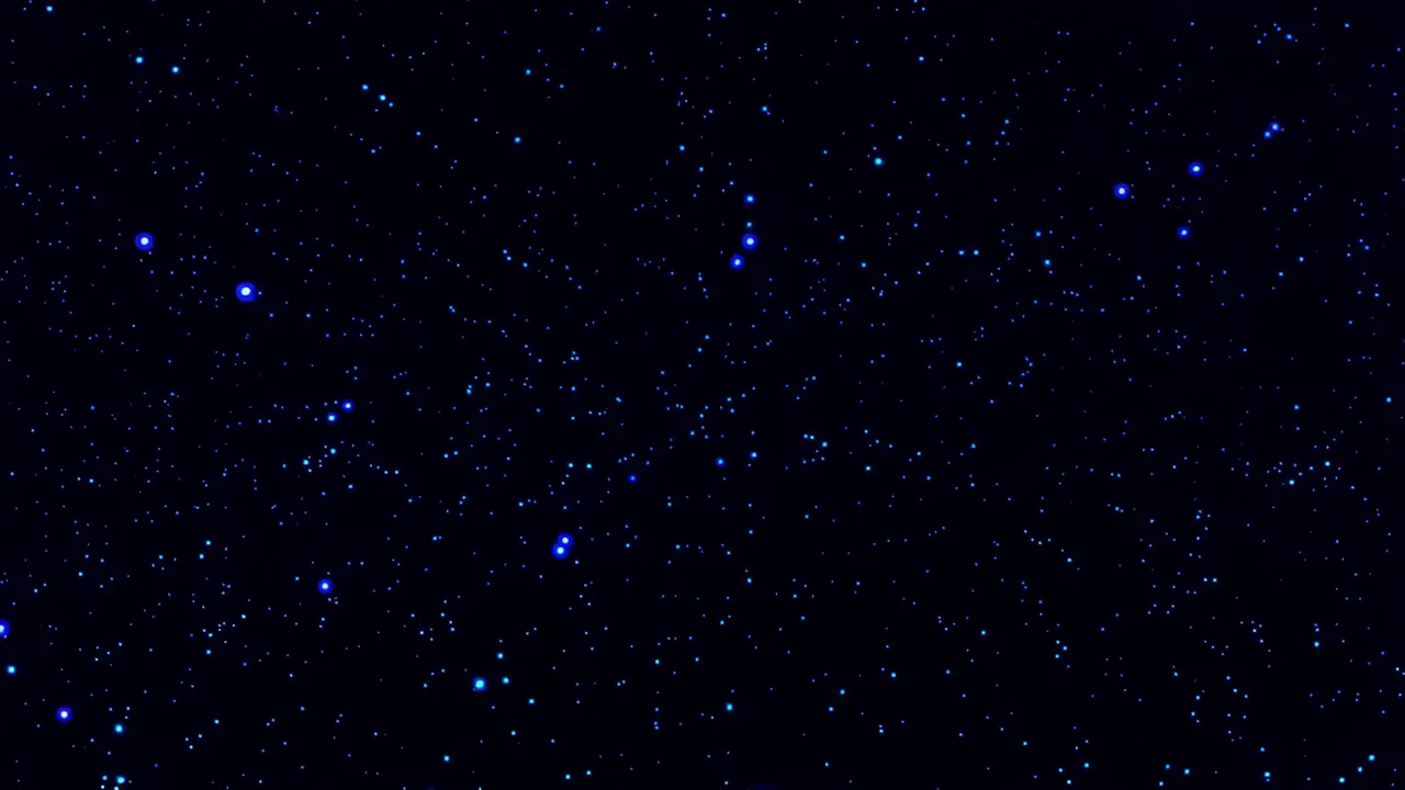 Blue Light Particles Floating in Black Space