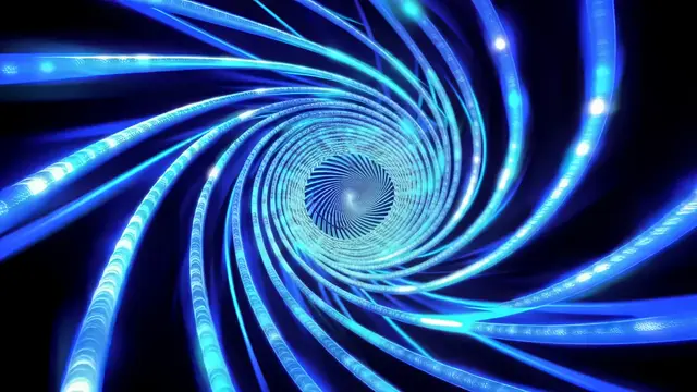 Blue Sci-Fi Spiraling Light Trails with High Contrast Glow