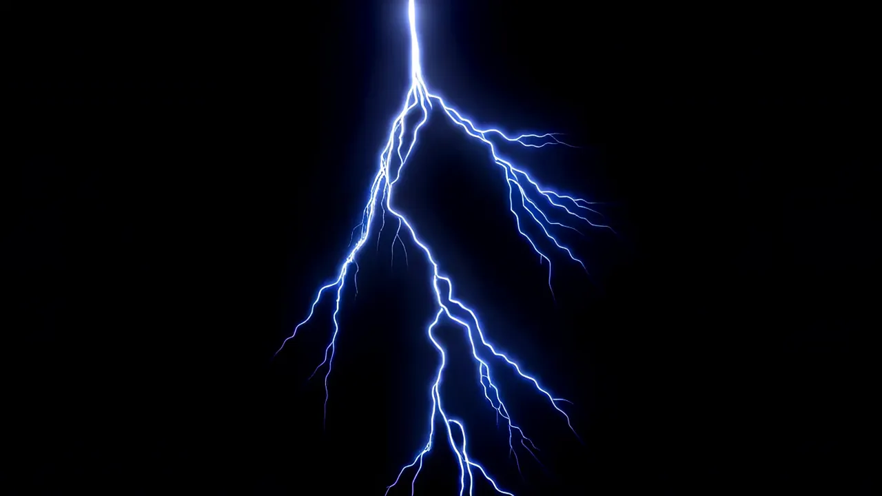 Brilliant Lightning Bolt Descending with Branching Extensions