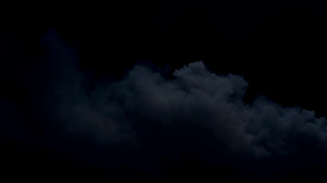 Broad Fog Bank Drifting Slowly Against Black Background