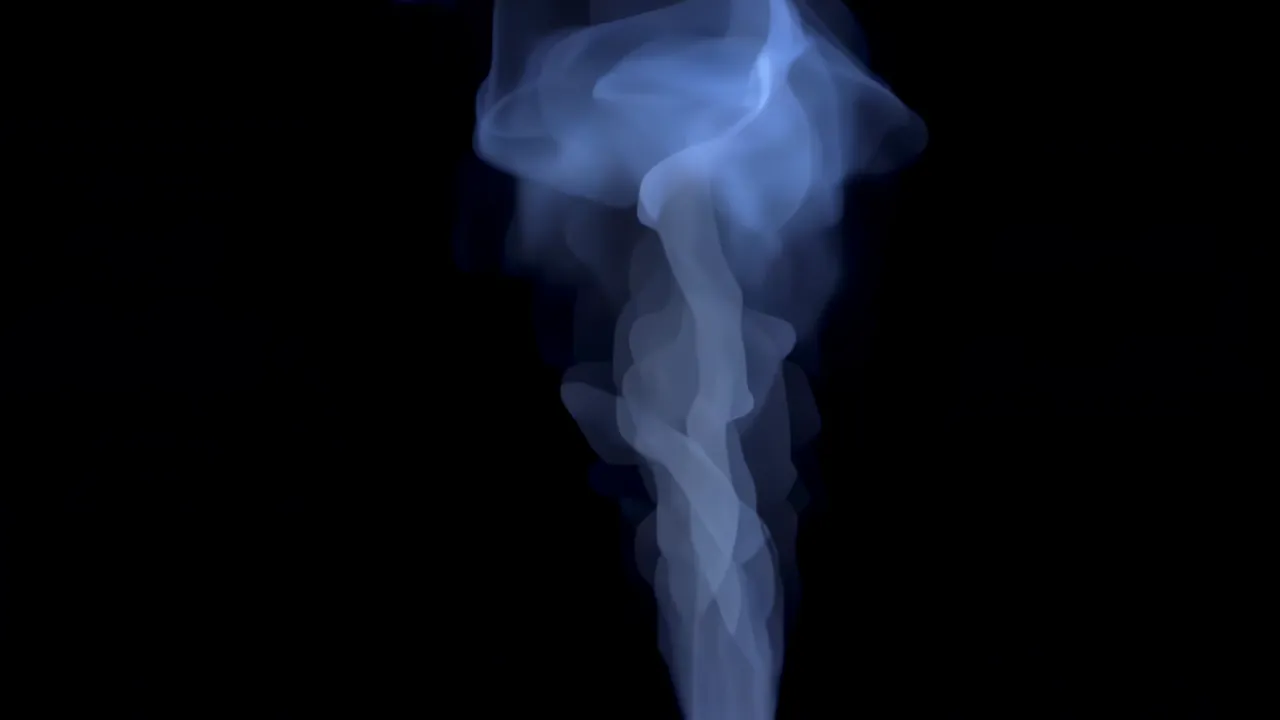 Burst of White Steam Expanding Against Black Background