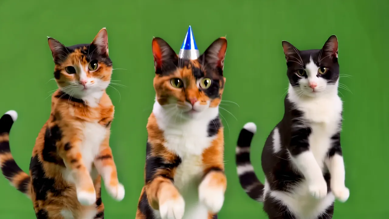 Calico Cat on Hind Legs Waving Paws