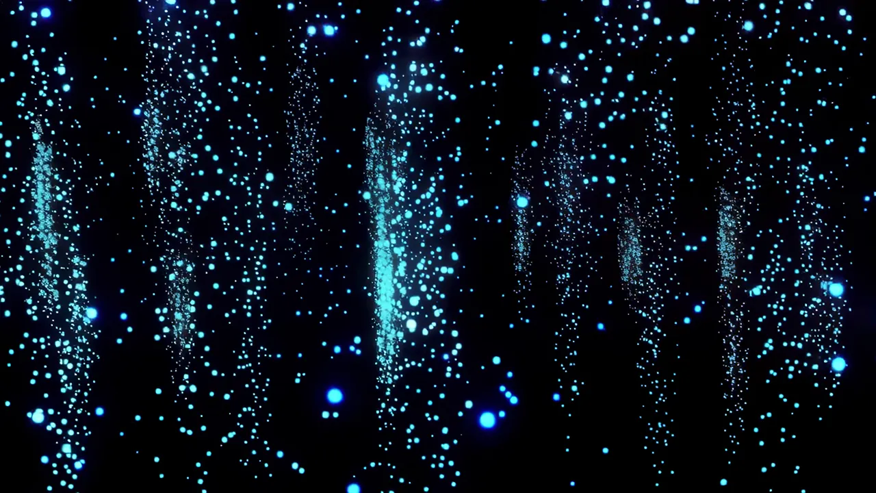 Cascading Blue Luminous Particles Falling in Darkness