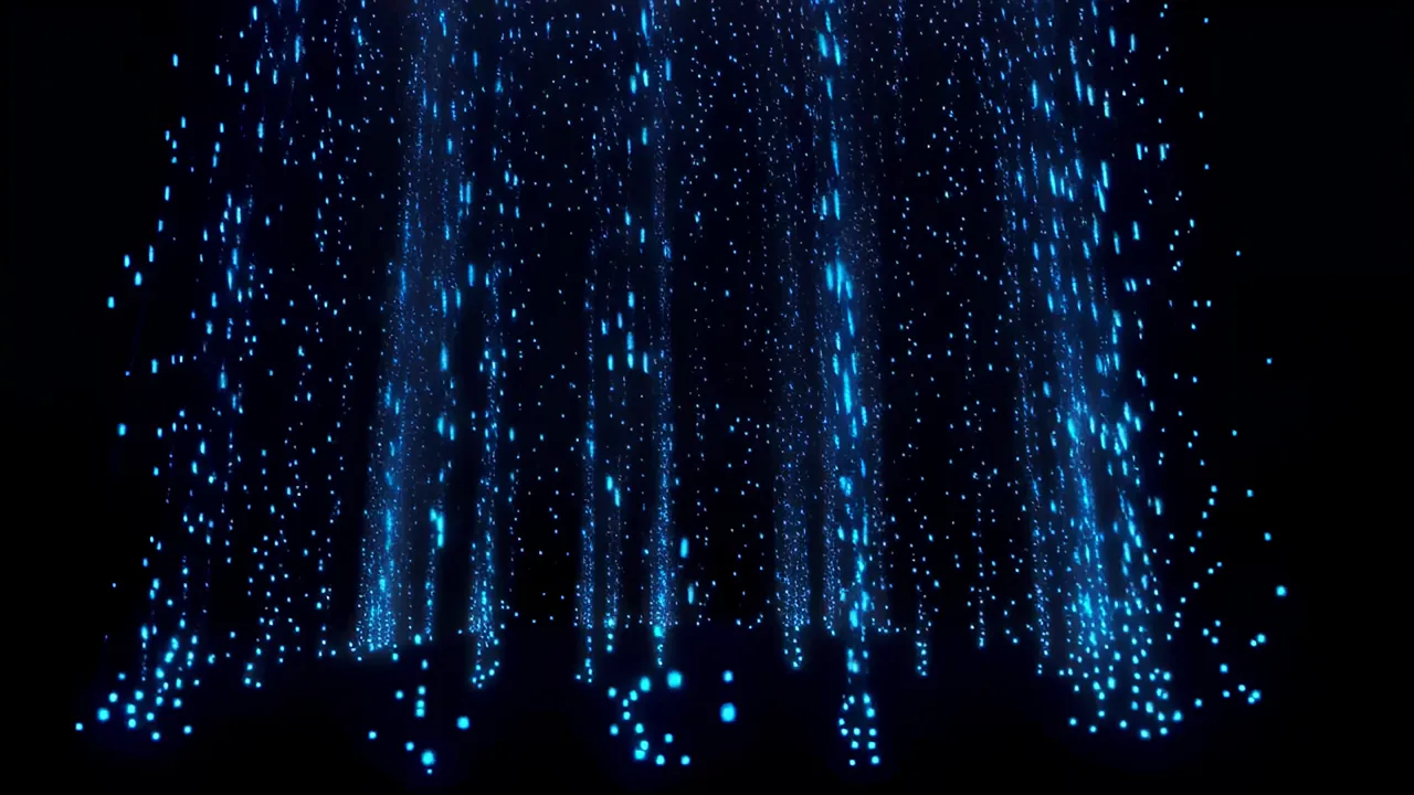 Cascading Blue Luminous Particles Falling in Infinity