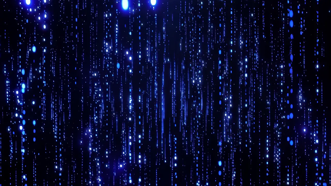 Cascading Blue Luminous Particles Falling Through Infinity