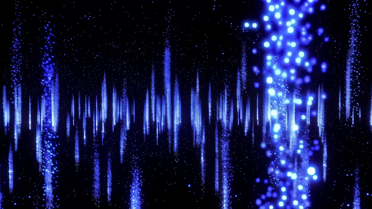 Cascading Blue Luminous Particles in a Dark Background