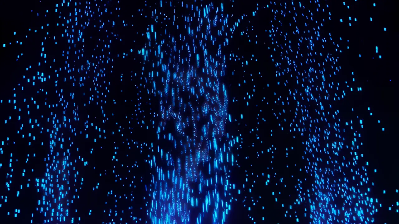 Cascading Blue Luminous Particles in Dark Background