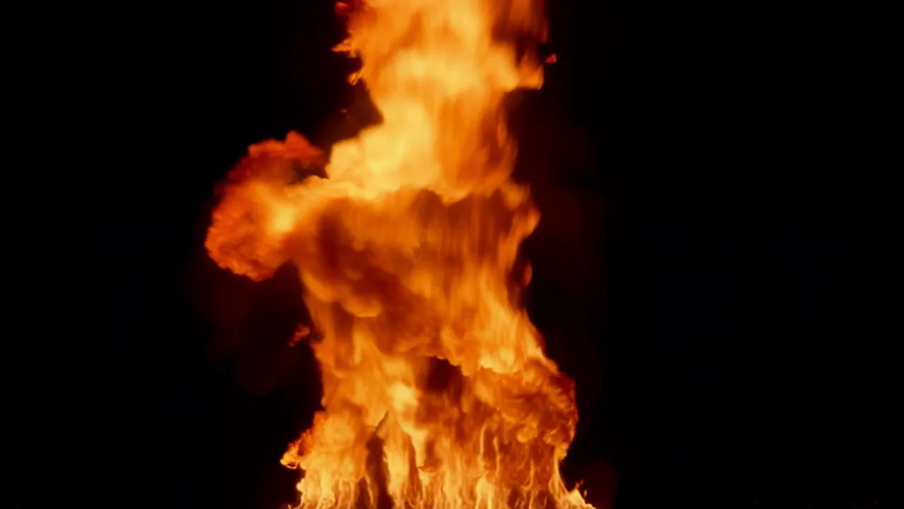 Cascading Curtain of Fire Flowing Downward