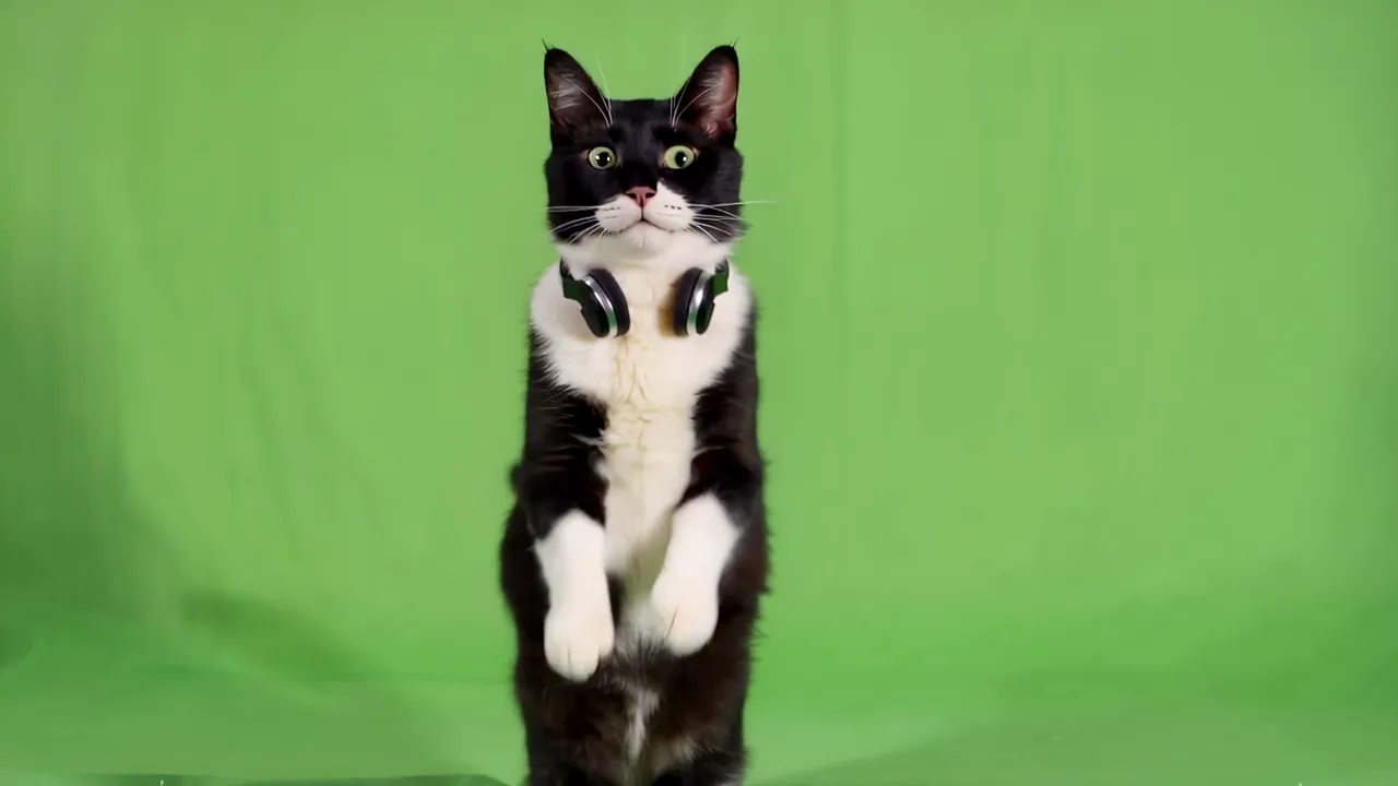Charming Black and White Tuxedo Cat Standing Upright