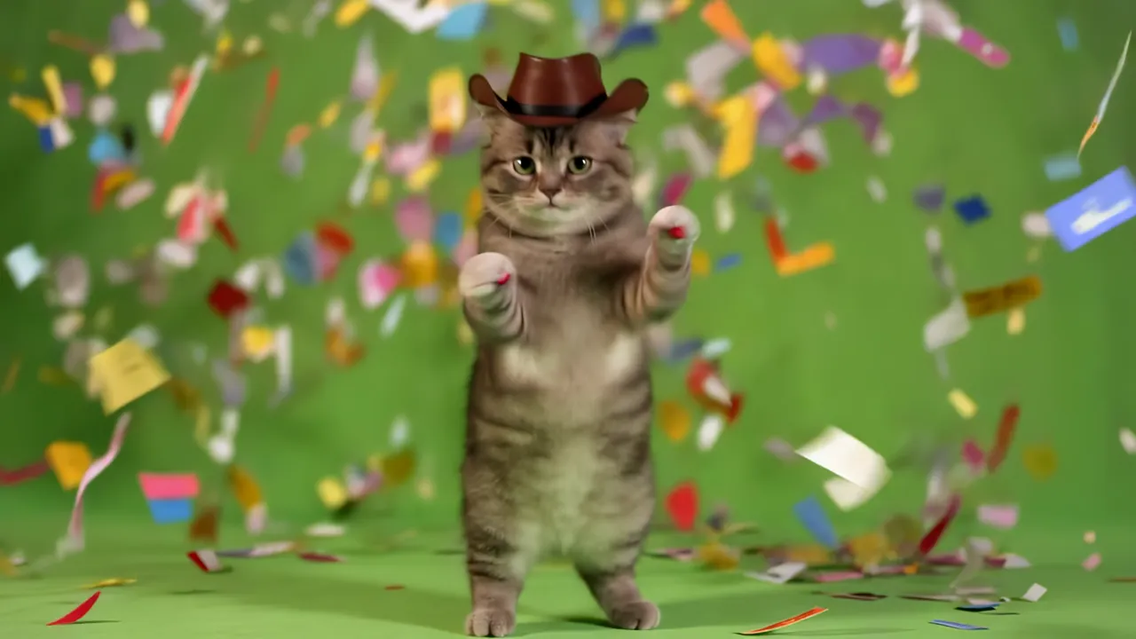 Chubby Grey Cat Balancing and Playing