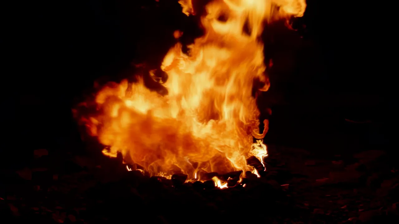 Churning Flames on a Dark Background