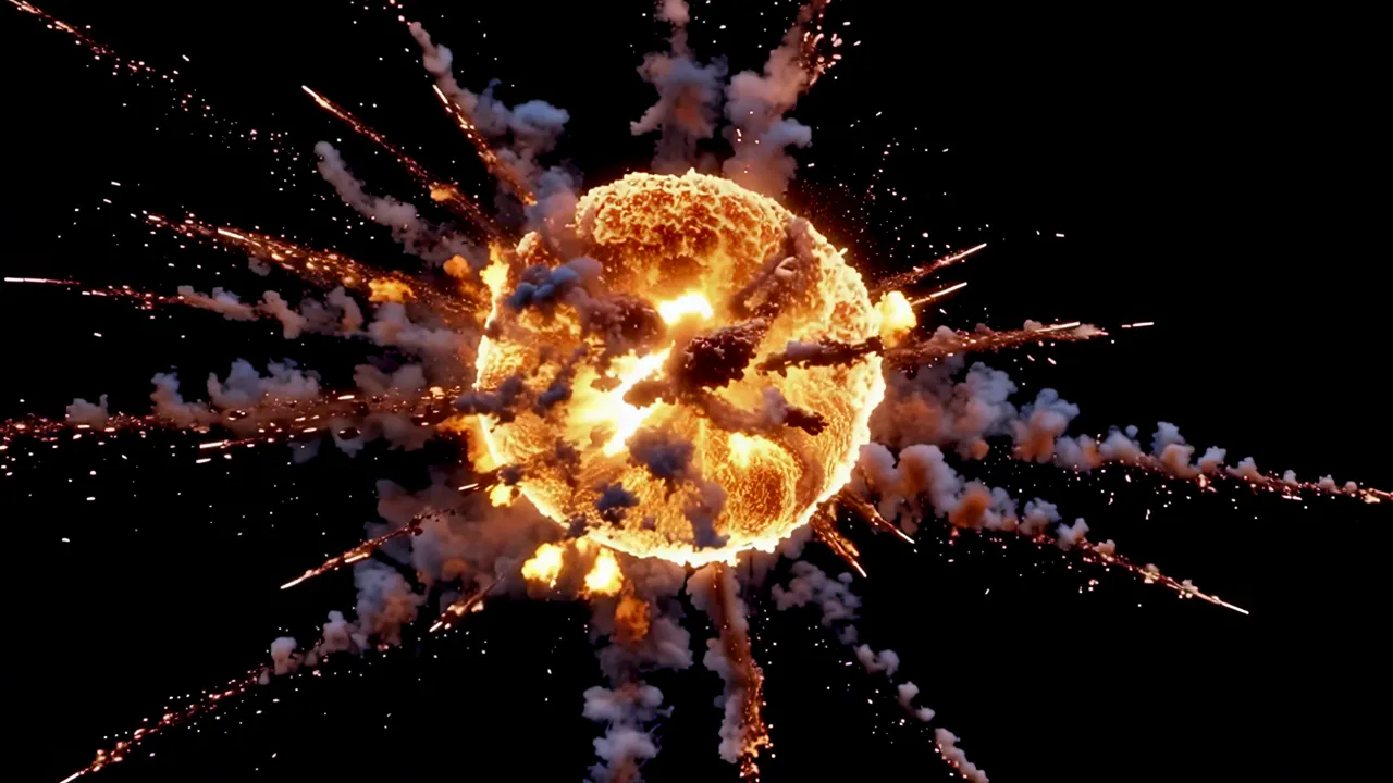 Cinematic Bright Explosion with Fireball and Debris Effects