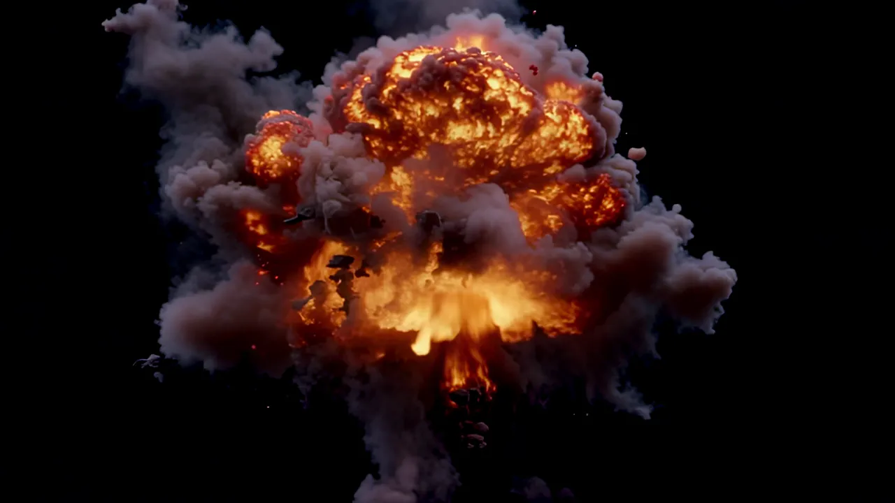 Cinematic Explosion with Bright Flash and Fireball