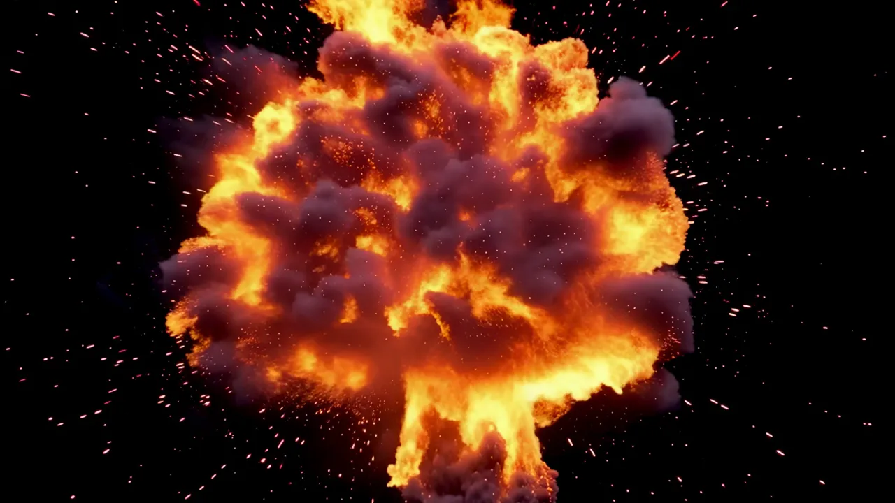 Cinematic Explosion with Bright Flash and Fireball