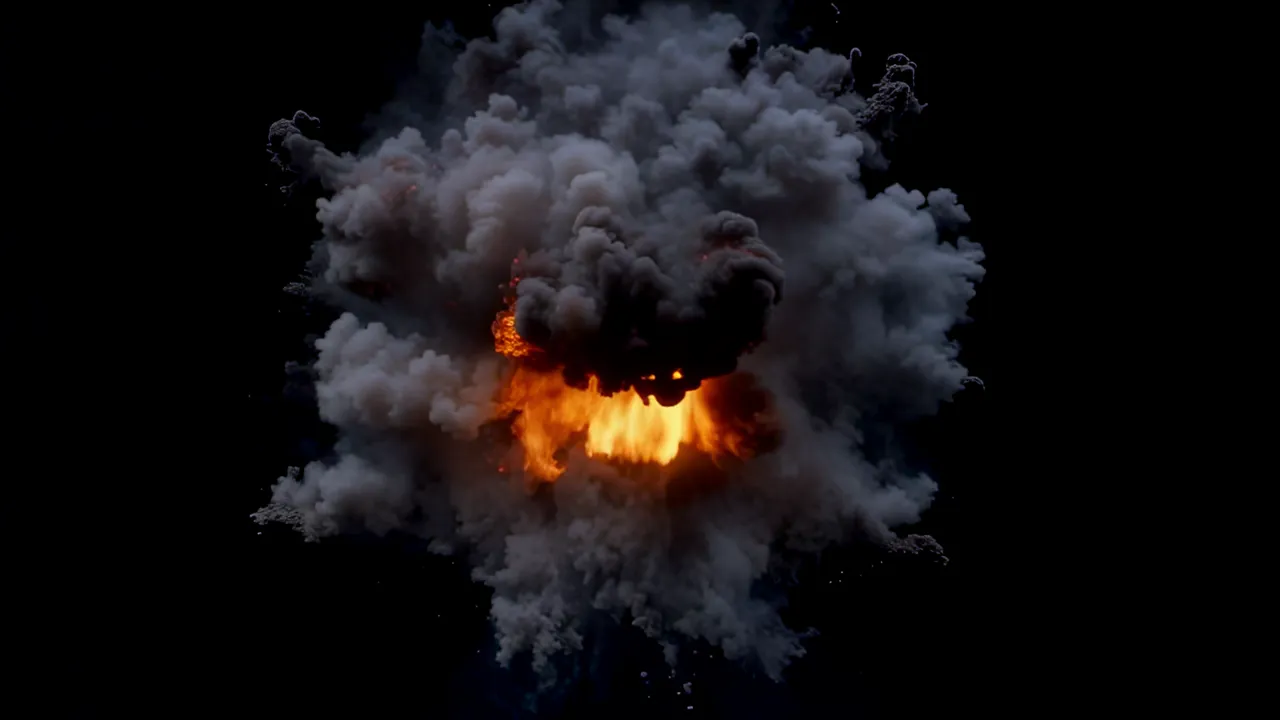 Cinematic Explosion with Bright Flash and Fireball