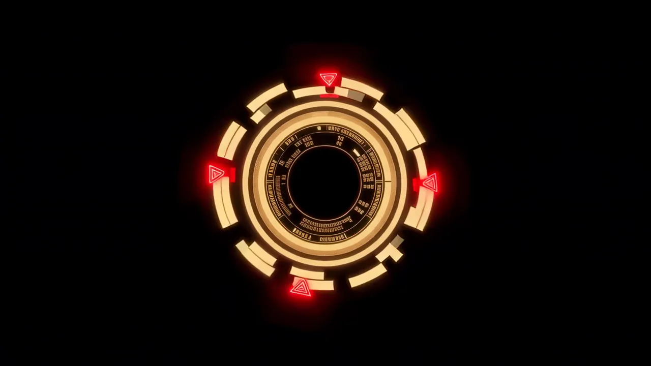 Circular HUD Ring with Rotating Arc Segments and Display