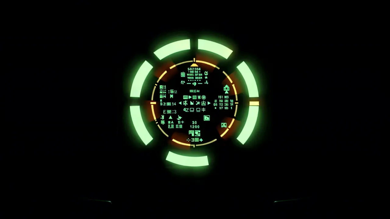 Circular HUD Ring with Rotating Arc Segments Display