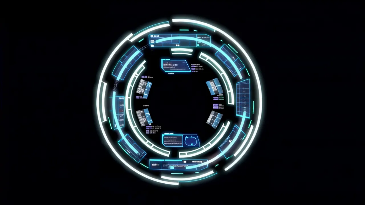 Circular HUD Ring with Rotating Data Display