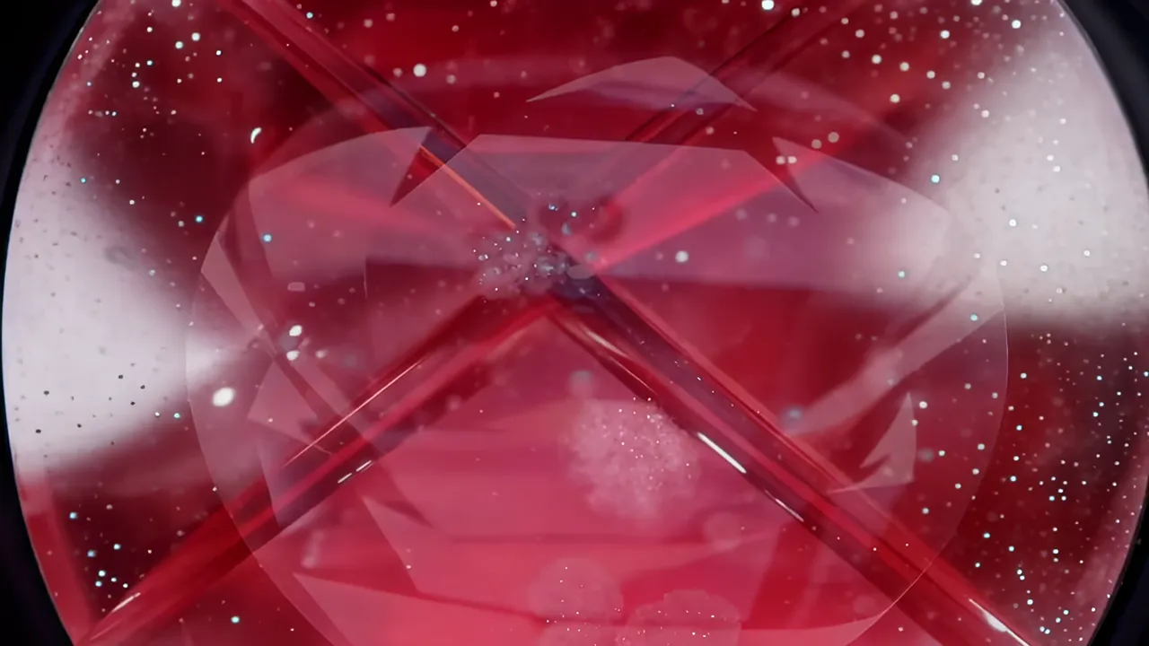 Close-up Gemological Photomicrograph of Ruby