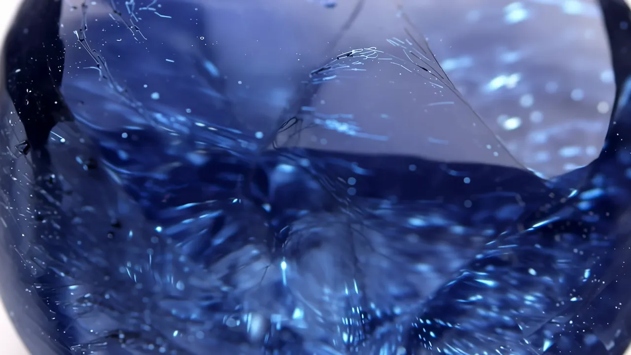 Close-up of a Blue Gemstone with Intricate Details