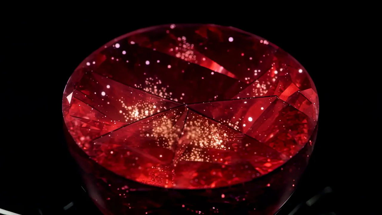 Close-up of a Ruby with Trigonal Growth Patterns
