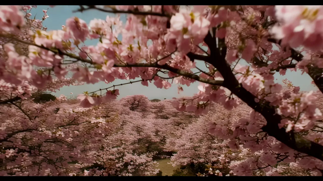 Close-up of Cherry Blossom Branch Against Soft Sky