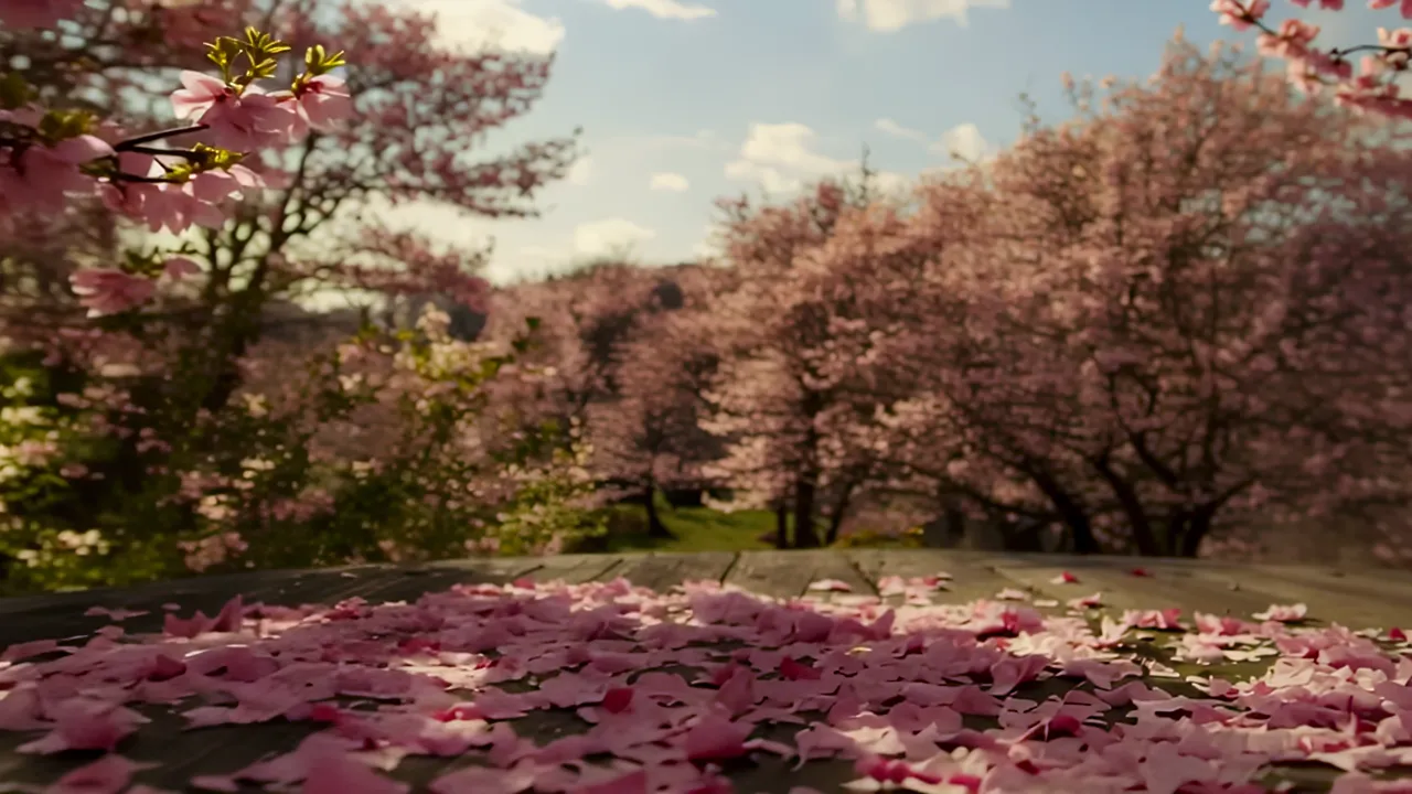 Close-up of Cherry Blossom Branch with Pink Flowers