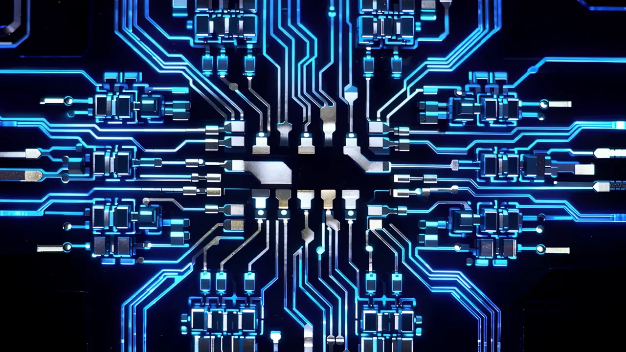 Close-up of Dense Transistor Arrays and Metal Routing Layers