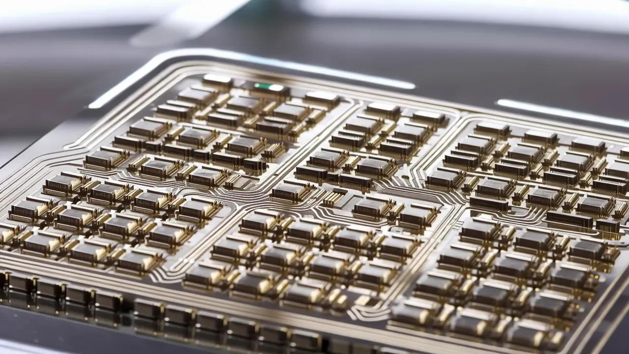 Close-Up of Dense Transistor Arrays on a Chip