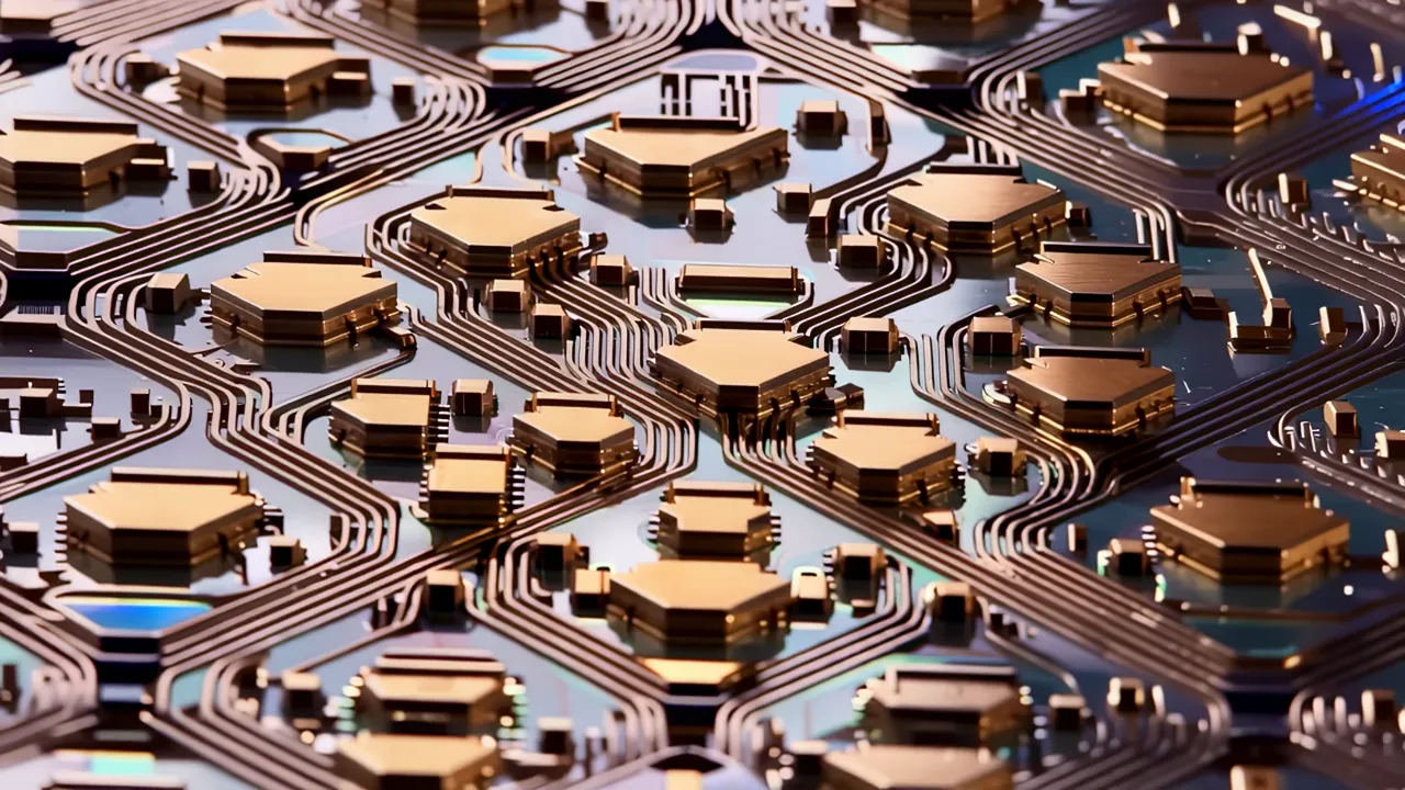 Close-Up of Dense Transistor Arrays on a Chip