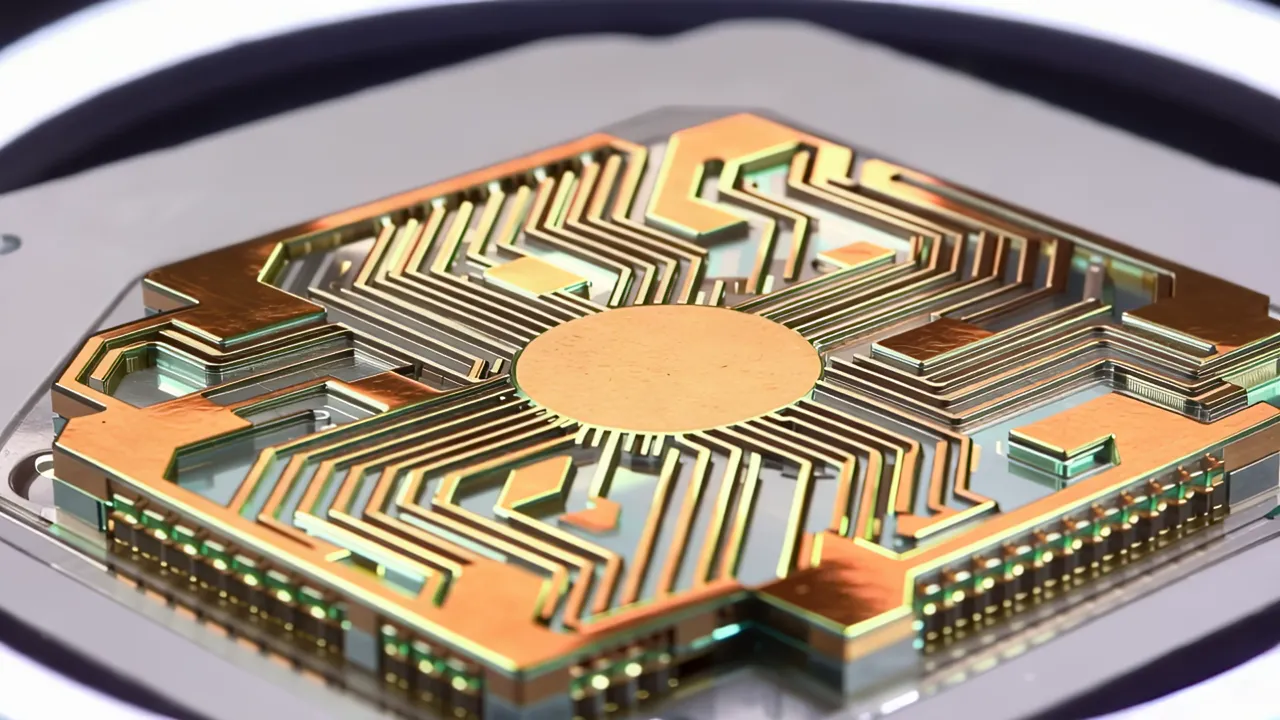 Close-Up of Intricate Microprocessor Chip Surface