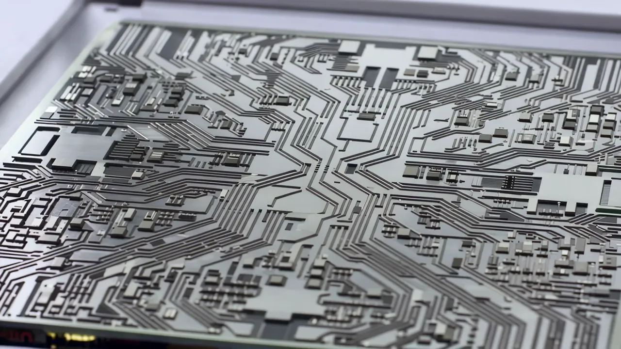 Close-up of Intricate Microprocessor Chip Surface