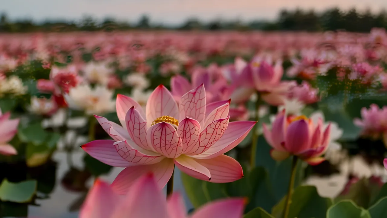 Close-Up of Lotus Flower on Still Water