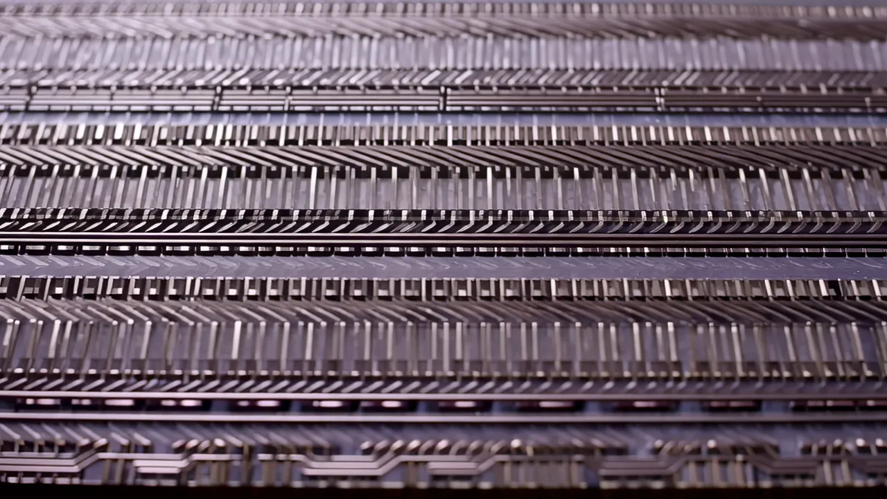 Close-up of Photolithography Mask Patterns on Silicon
