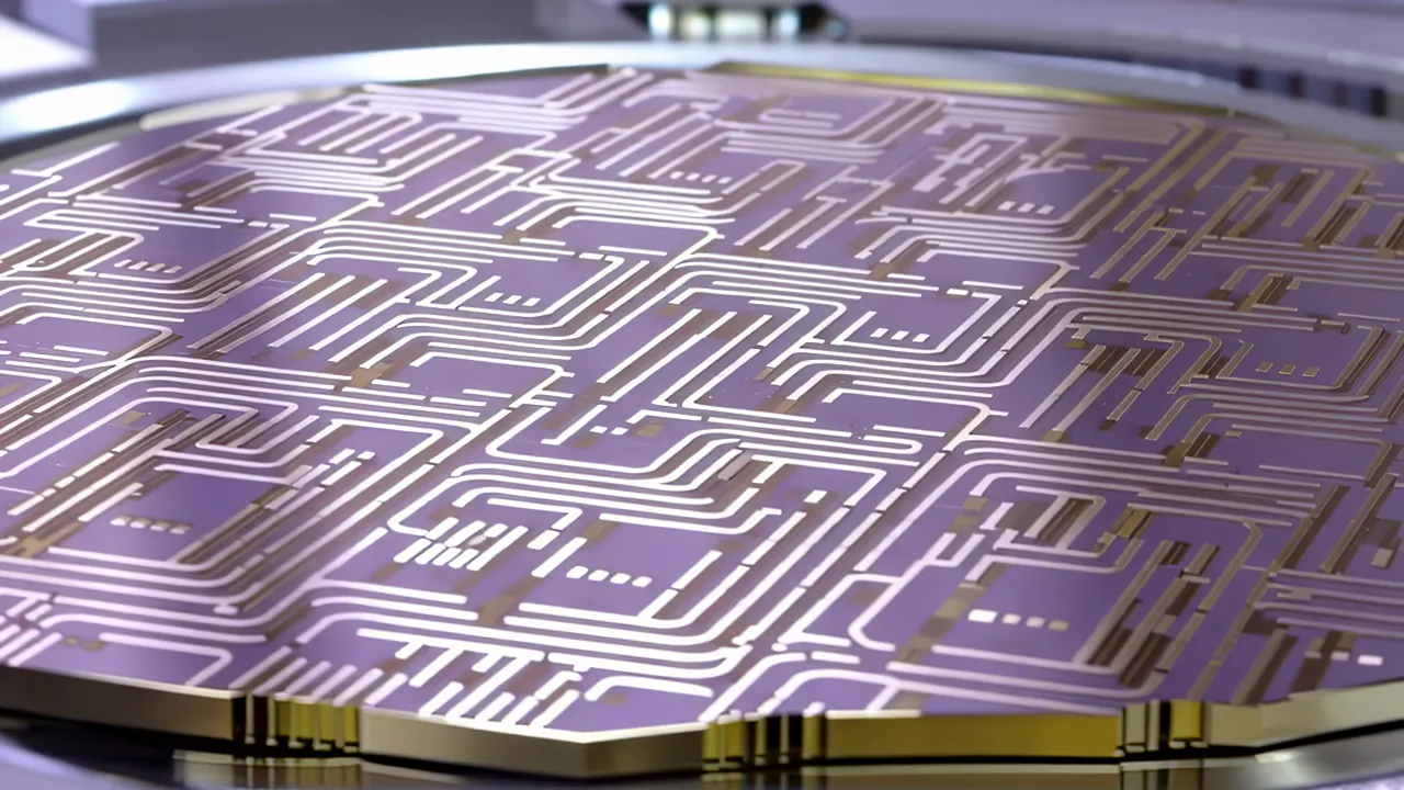 Close-up of Photolithography Mask Patterns on Silicon