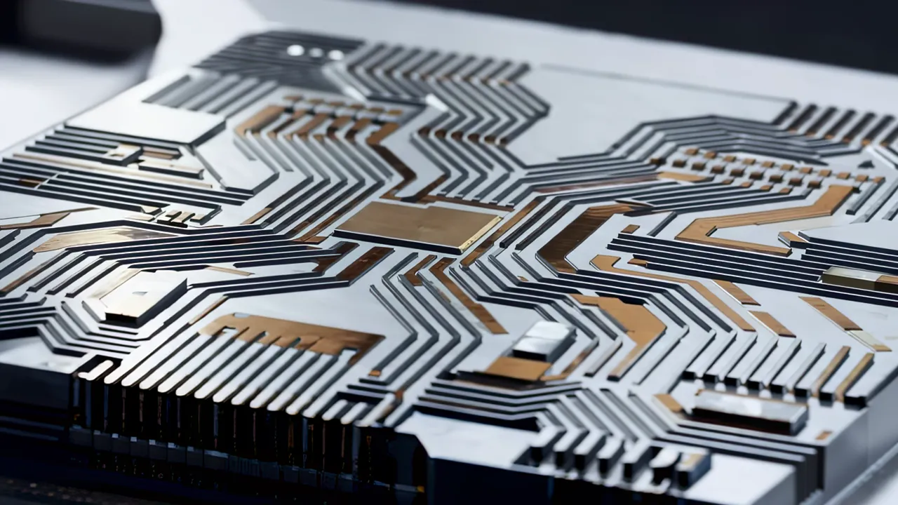 Close-up of Photolithography Mask Patterns on Silicon