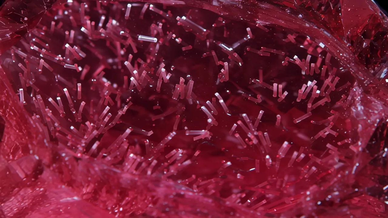Close-Up of Pink Tourmaline Crystals in Intense Rose Color