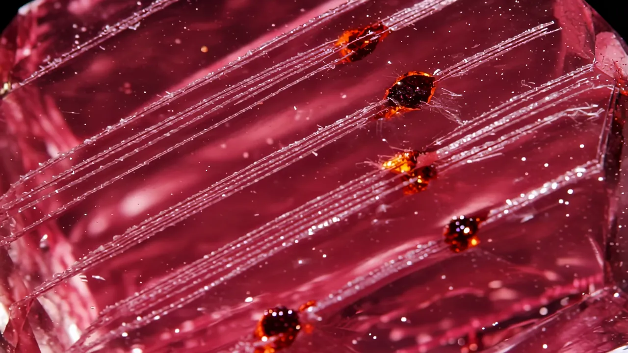 Close-Up of Pink Tourmaline Gemstone with Intricate Details