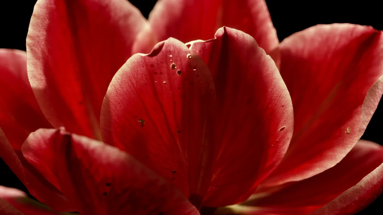 Close-up of Red Tulip Petals with Translucent Glow
