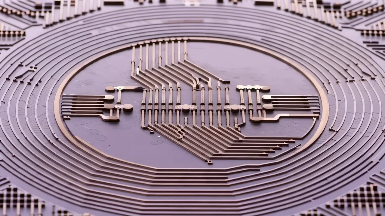 Close-Up of Silicon Wafer with Circuit Patterns